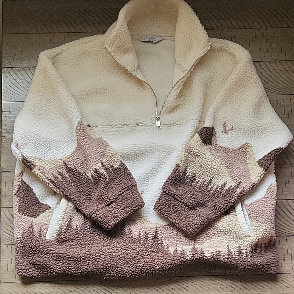 Primark Cozy Sherpa Mountain Fleece Pullover Quarterzip Womens Large